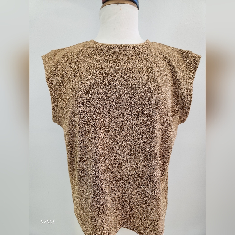 She+Sky Listen Carefully Blouse Gold Womens M NWT